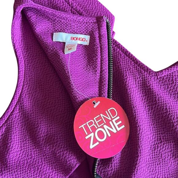 Bongo Juniors Size M Magenta Fit n Flare Dress Cutout NWT Exposed Zipper Y2K - Picture 4 of 11